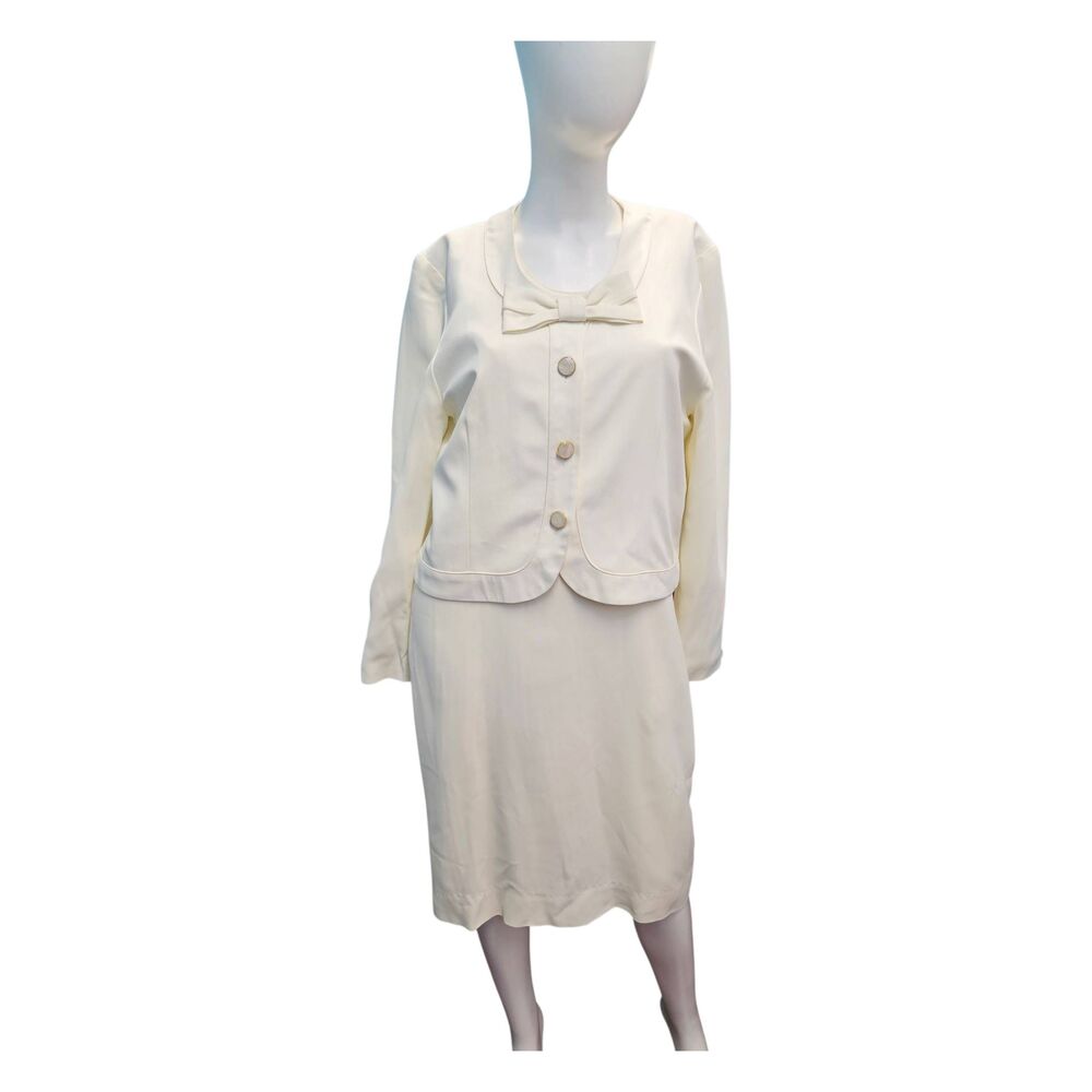 Mountain Home 2 Piece Dress Suit Set Womens Size 10 Vintage 80's Off White